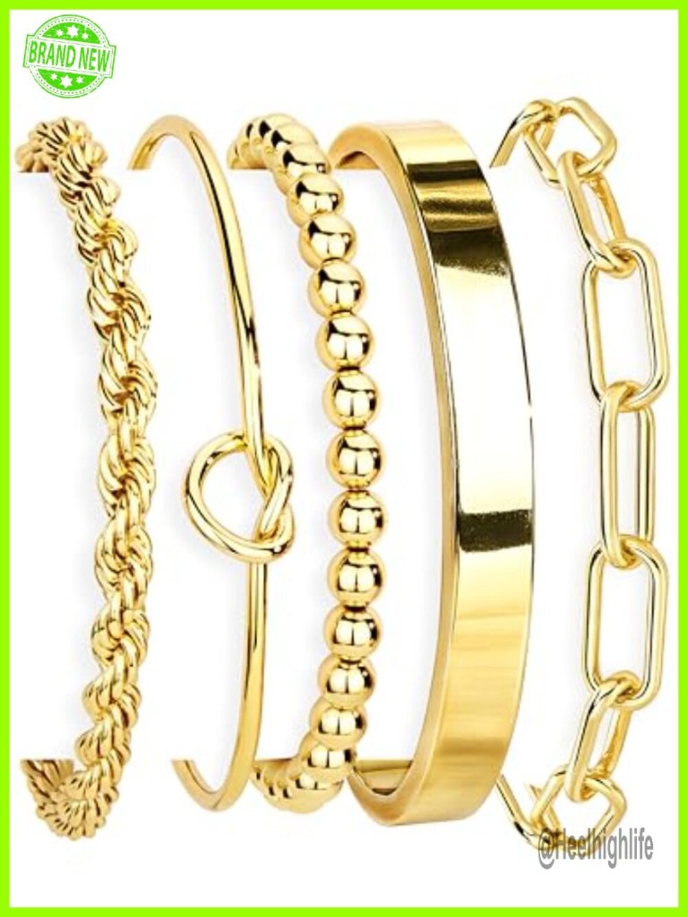 14K Gold Plated Sterling Silver Cuff Bracelet Set Stackable